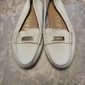White Leather Loafers...NEW..Size 8